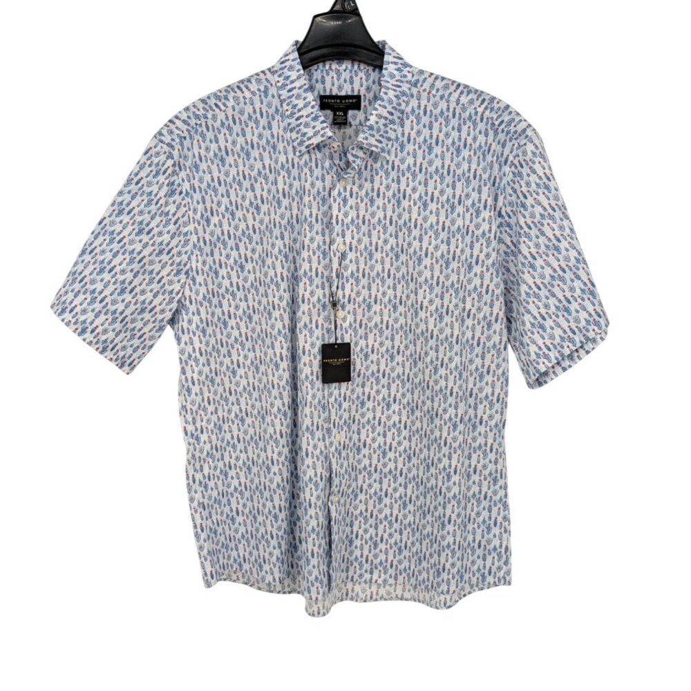 Pront Uomo Cactus Print Button Up Shirt Short Sleeve Desert Western Y2K Size XXL